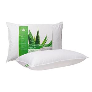 Canadian Down & Feather Co. - 1 Pack Medium Support Down Perfect Pillow King Size - 255 TC Shell 100% Cotton - Filled in Canada
