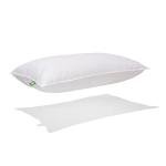 Canadian Down & Feather Co. - 1 Pack Medium Support Down Perfect Pillow King Size - 255 TC Shell 100% Cotton - Filled in Canada