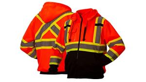 Pyramex Canadian RCSZH33 Series Premium Zip Safety Sweatshirt, With Teflon® Hi-Vis Orange 2X Large