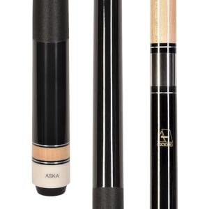 ASKA L2 2-Piece Pool Cue Stick, 58-inches Hard Rock Canadian Maple, 13mm Hard Tip (19-Ounce, Black)