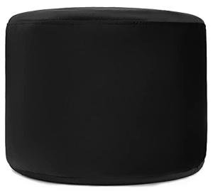 Gouchee Home Belgique Round Velvet Pouf, Foot Stool, Stuffed Ottoman Bean Bag Chair - Black - Plush, Stylish, Lightweight, and Comfortable Furniture Accessory for Living Room and Bedroom - 20" x 12"