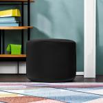 Gouchee Home Belgique Round Velvet Pouf, Foot Stool, Stuffed Ottoman Bean Bag Chair - Black - Plush, Stylish, Lightweight, and Comfortable Furniture Accessory for Living Room and Bedroom - 20" x 12"