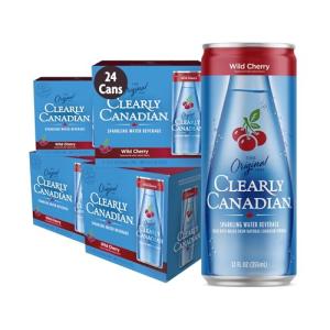 Clearly Canadian Wild Cherry Cans Sparkling Water, 24-Pack (Regular & Zero) – Assorted Flavors & Variety Packs – Refreshingly Pure and Naturally Flavored Carbonated Drink