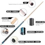 LOTKEY Pool Stick,Pool Cue Sticks 58'' Solid Canadian Maple Extra 2 Pool Chalk Included Durable for Professional Billiard Players (Blue)