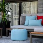 Gouchee Home Dotcom Soleil Bean Bag Round Pouf Ottoman, Oceania - Waterproof, Fade-Resistant Ottoman Foot Rest for Indoor/Outdoor - Ottoman Chair Filled with High-Density Polystyrene Beads 20"D x 12"H