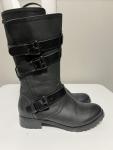 Rudsak Buckle Riding Moto Boots Women's Black Leather Zip US 6.5 EU 37