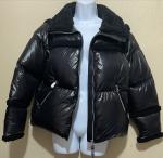 Mackage MIYA-R Puff Down Jacket with Shearling Trim Black SZ L NEW