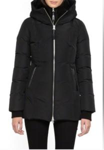 MACKAGE Jane DOWN Coat  Size Medium Black Long Puffer Coat Leather Trim Jacket