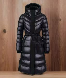  Mackage Coralia Black Down Long Coat with Hood and Sash Belt  Medium NWT