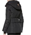 MACKAGE Jane DOWN Coat  Size Medium Black Long Puffer Coat Leather Trim Jacket