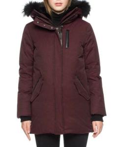 Mackage Women's Marla Bordeaux Down Parka Coat with Fur Trim, Size M