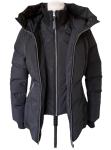 MACKAGE Jane DOWN Coat  Size Medium Black Long Puffer Coat Leather Trim Jacket