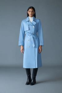 Mackage Fog Blue GAEL-V Maxi Leather Trench Coat Size XS $1890 NEW