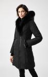 KAY DOWN COAT WITH SILVER FOX FUR SIGNATURE MACKAGE COLLAR BLACK X-SMALL