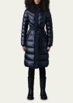  Mackage Coralia Black Down Long Coat with Hood and Sash Belt  Medium NWT