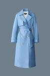 Mackage Fog Blue GAEL-V Maxi Leather Trench Coat Size XS $1890 NEW