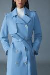 Mackage Fog Blue GAEL-V Maxi Leather Trench Coat Size XS $1890 NEW