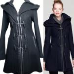 Mackage Steffy Wool & Leather Trim Hooded Zip Pockets Toggle Coat Size XS