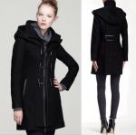 Mackage Steffy Wool & Leather Trim Hooded Zip Pockets Toggle Coat Size XS