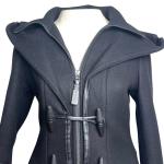 Mackage Steffy Wool & Leather Trim Hooded Zip Pockets Toggle Coat Size XS