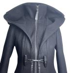 Mackage Steffy Wool & Leather Trim Hooded Zip Pockets Toggle Coat Size XS