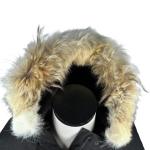 Nobis Molly Bomber Jacket Womens Large Black Duck Down Coyote Fur Hood Full Zip