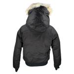 Nobis Molly Bomber Jacket Womens Large Black Duck Down Coyote Fur Hood Full Zip