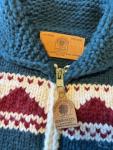 95 Canadian Sweater Company Intarsia  Bear Zip Wool Cowichan Cardigan FLAW S