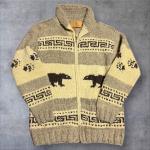 Canadian Sweater Company Wool Chunky Knit Hand Knotted Cowichan Sweater XL
