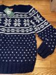 76 CANADIAN SWEATER COMPANY Cowichan Sweater 100% Wool Fair Isle Pockets XL Navy