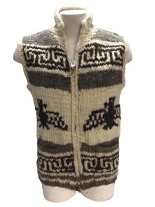 CANADIAN SWEATER CO Vintage Full Zip Sweater Vest Thunderbird Cowichan 100% Wool