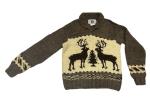 Vintage Cowichan Canadian Sweater Company Moose Tree Brown Cream Hand Knit Sz L
