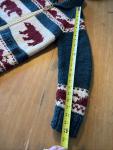 95 Canadian Sweater Company Intarsia  Bear Zip Wool Cowichan Cardigan FLAW S