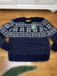 76 CANADIAN SWEATER COMPANY Cowichan Sweater 100% Wool Fair Isle Pockets XL Navy
