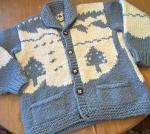 117 VTG Cowichan FAB Canada POLAR BEAR Wool  CARDIGAN Sweater Unisex Intarsia