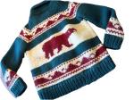 95 Canadian Sweater Company Intarsia  Bear Zip Wool Cowichan Cardigan FLAW S