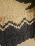Canadian Sweater Company Intarsia Wool Zip Cardigan Jacket Orca Whale Beige Blue