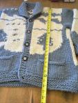 117 VTG Cowichan FAB Canada POLAR BEAR Wool  CARDIGAN Sweater Unisex Intarsia