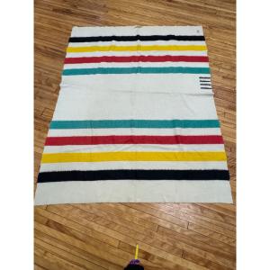 Vintage Hudson's Bay Point Blanket Wool Throw Blanket England Vintage Stripe