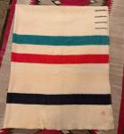 100% Wool Hudson's Bay Company Antique Multistripe Wool Blanket 70" x 90"