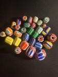 LOT - Vintage Chevron glass beads - 32 Hudson's Bay Company Trade Beads (B353)