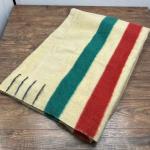 VTG Hudson's Bay Co 4 Point Wool Stripe Blanket Made In England Label 74" x 90"