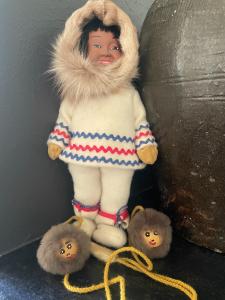 Vintage Koweeka Eskimo Doll Hudson’s Bay Co (1960s) + Authentic Fur Eskimo Yo-Yo