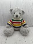 Hudson's Bay Company Teddy Bear Light Gray Green Eyes Striped Sweater HBC