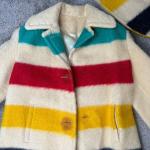 VTG Hudson’s Bay Company Point Blanket Striped Wool Coat Women Hooded Style RARE