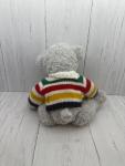 Hudson's Bay Company Teddy Bear Light Gray Green Eyes Striped Sweater HBC
