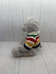 Hudson's Bay Company Teddy Bear Light Gray Green Eyes Striped Sweater HBC