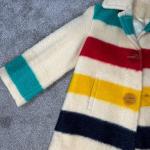 VTG Hudson’s Bay Company Point Blanket Striped Wool Coat Women Hooded Style RARE