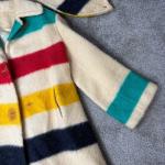 VTG Hudson’s Bay Company Point Blanket Striped Wool Coat Women Hooded Style RARE