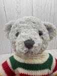 Hudson's Bay Company Teddy Bear Light Gray Green Eyes Striped Sweater HBC
